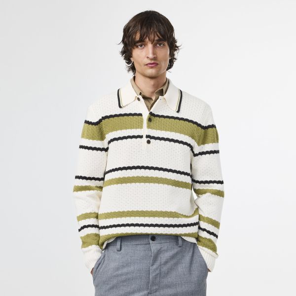 NN.07 Alfie Cotton Longsleeve Polo Off White