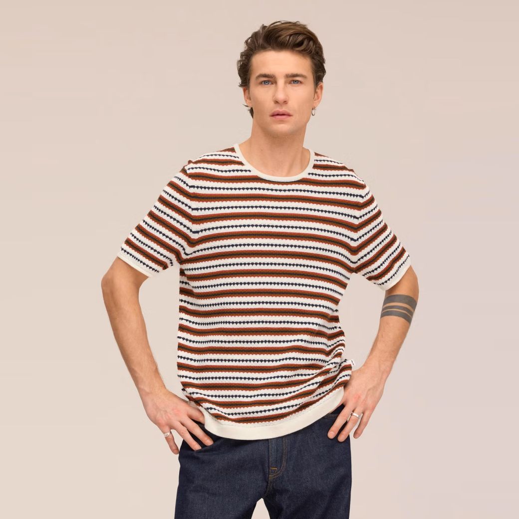 NN.07 Bari Striped T-shirt Off White/Rood