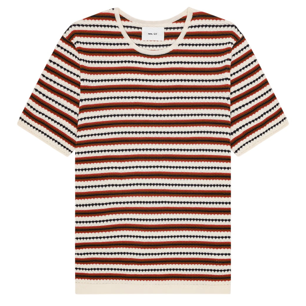 NN.07 Bari Striped T-shirt Off White/Rood