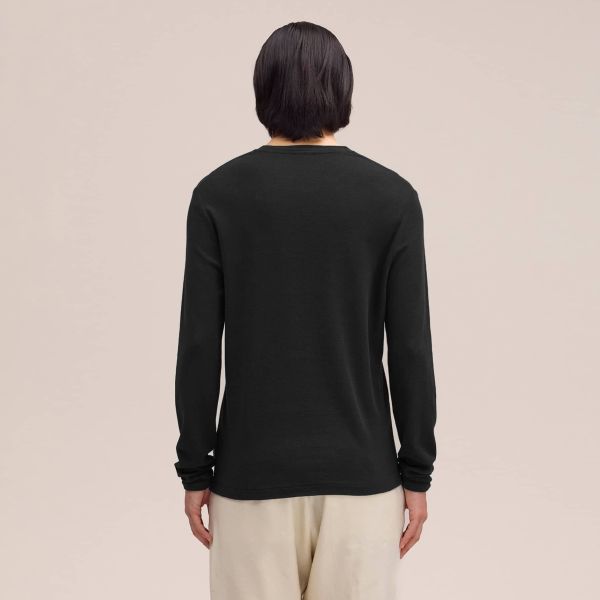 NN.07 Clive Waffle Knit Longsleeve T-shirt Zwart