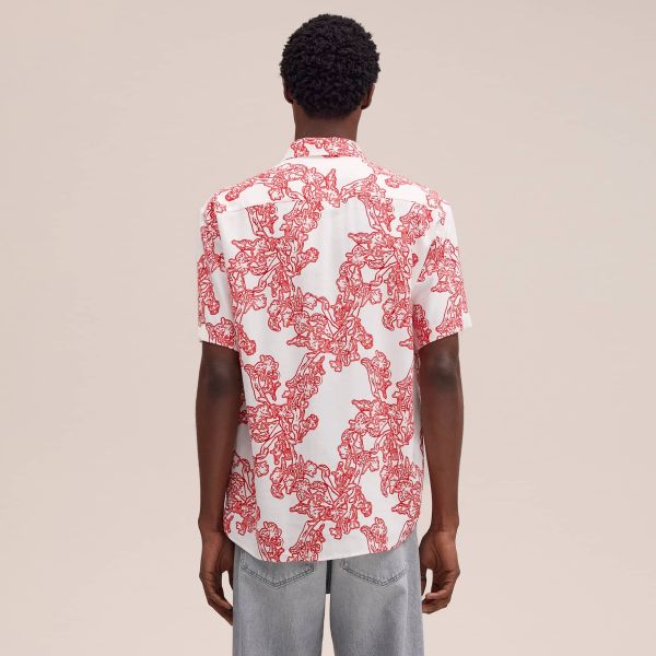 NN.07 Deon Print Overhemd Off White/Rood