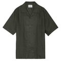 NN.07 Julio Open Collar Linen Overhemd Donker Groen