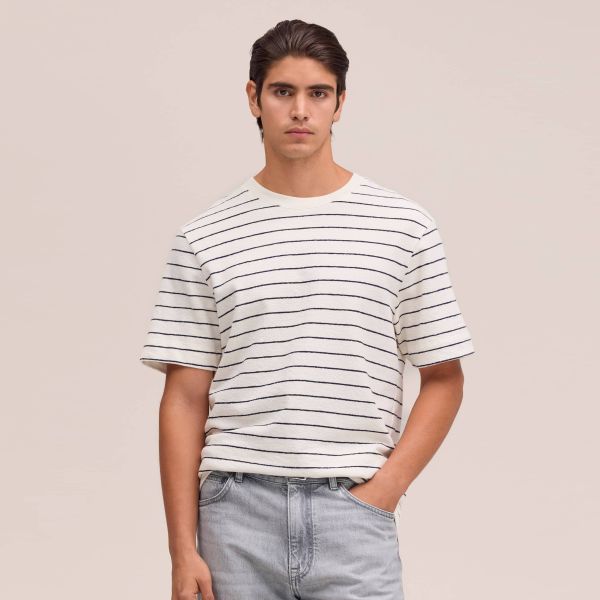 NN.07 Pedro Striped T-shirt Off White/Navy