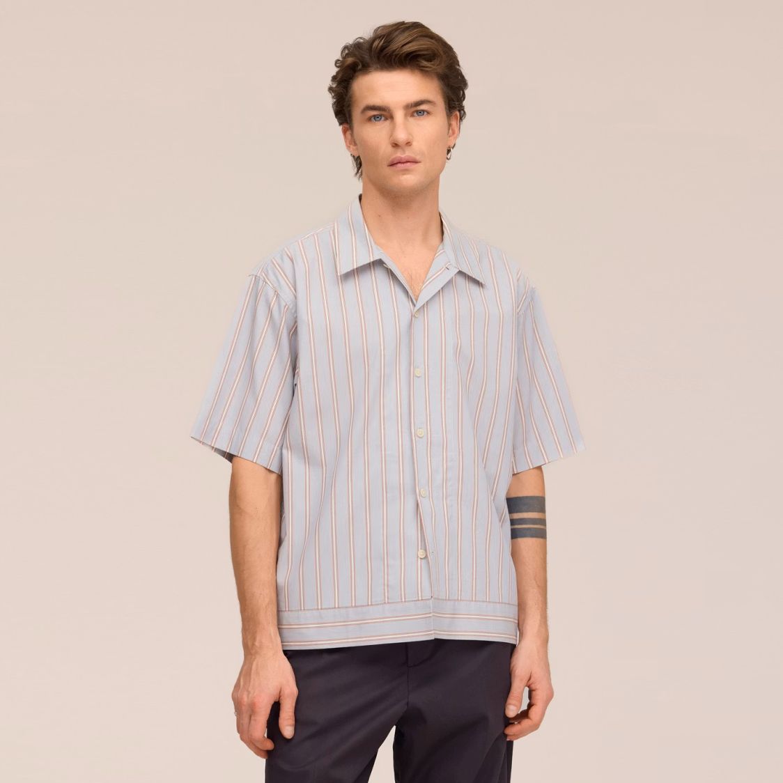 NN.07 Reed Striped Overhemd Blauw/Rood