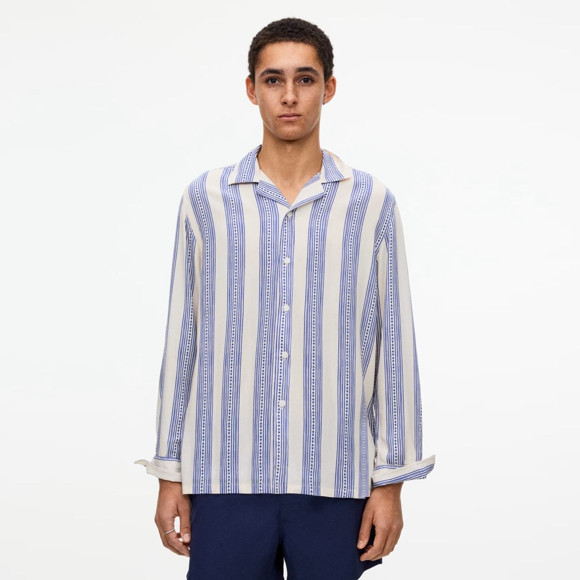 OAS Havana Viscose Overhemd Blauw/Wit