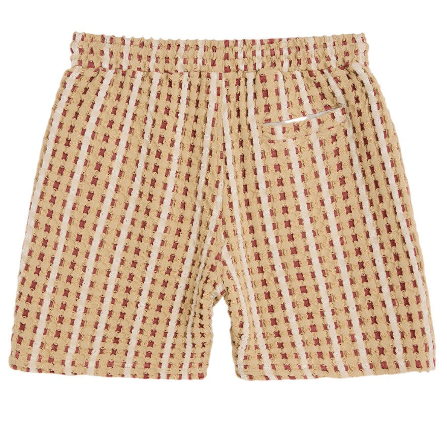OAS Lano Porto Waffle Korte Broek Rood/Beige