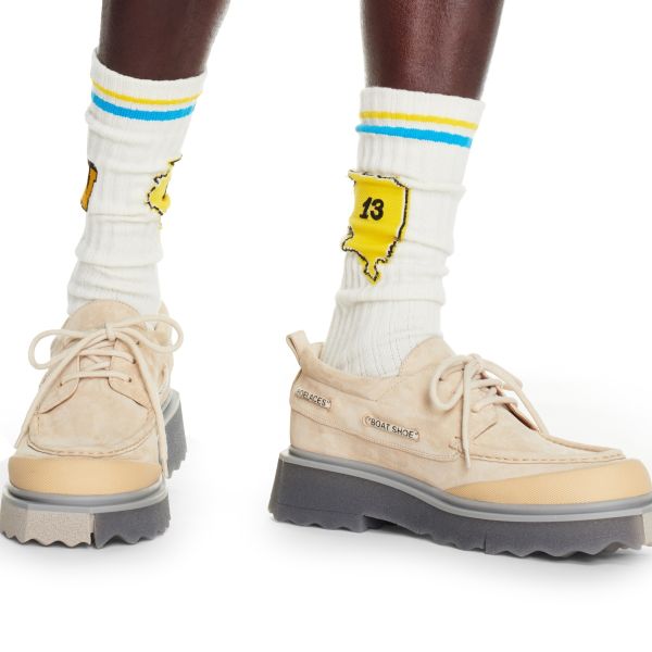 Off-White Sponge Suede Bootschoen Beige