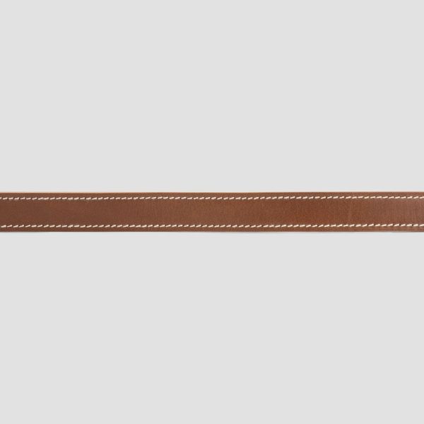Olaf Contrast Stitch Leather Riem Bruin