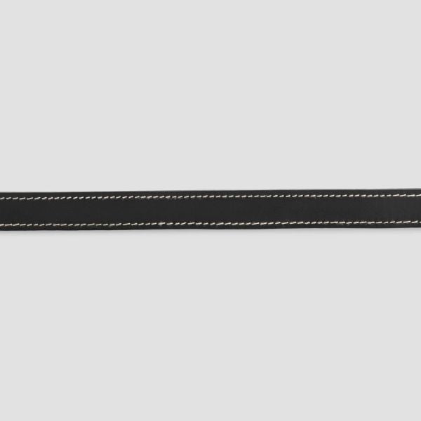 Olaf Contrast Stitch Leather Riem Zwart