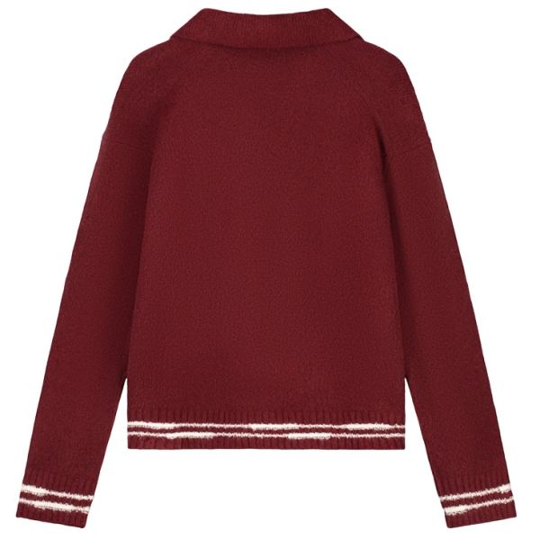 Olaf Crafted Detail Knitted Polo Bordeaux