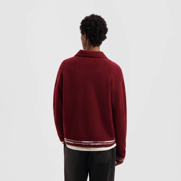 Olaf Crafted Detail Knitted Polo Bordeaux