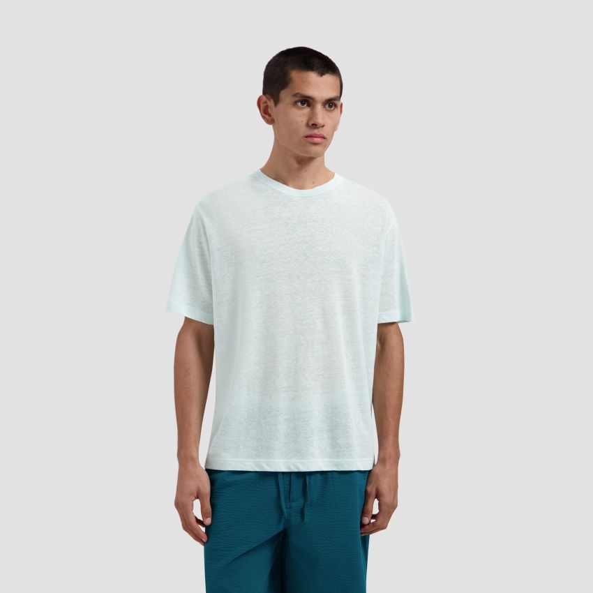 Olaf Essential Cotton Linen T-shirt Licht Blauw
