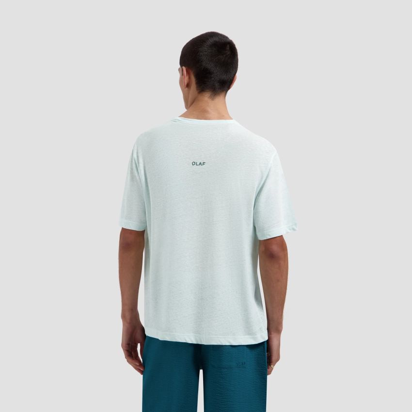 Olaf Essential Cotton Linen T-shirt Licht Blauw