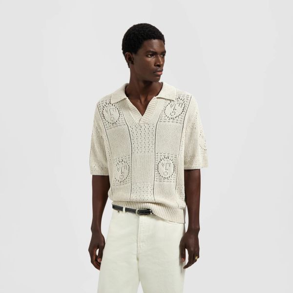 Olaf Face Logo Knit Polo Off White