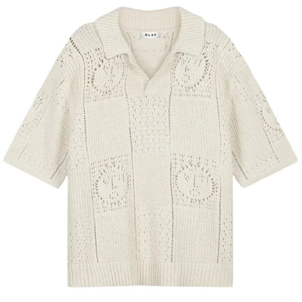 Olaf Face Logo Knit Polo Off White