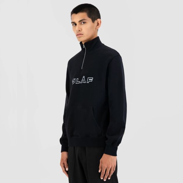 Olaf Italic Zip Mock Sweater Zwart