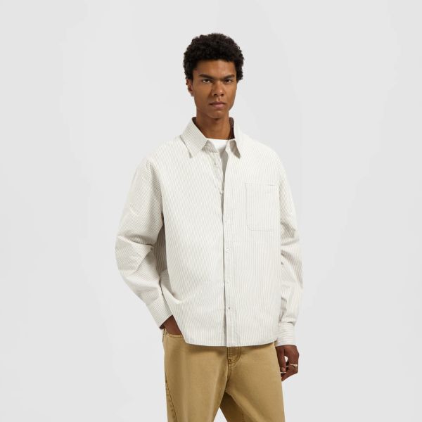 Olaf Oversized Stripe Oxford Overhemd Beige