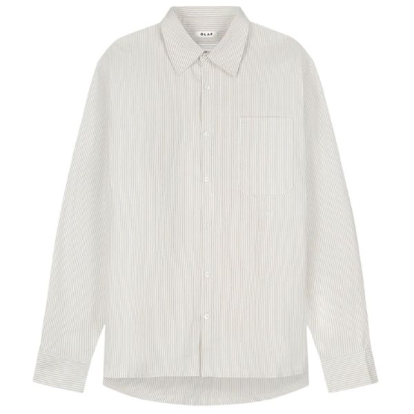 Olaf Oversized Stripe Oxford Overhemd Beige