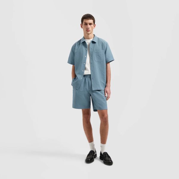 Olaf Seersucker Overhemd Blauw