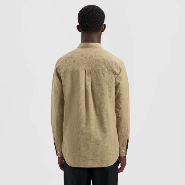 Olaf Seersucker Stripe Overhemd Bruin