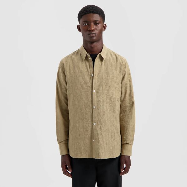 Olaf Seersucker Stripe Overhemd Bruin