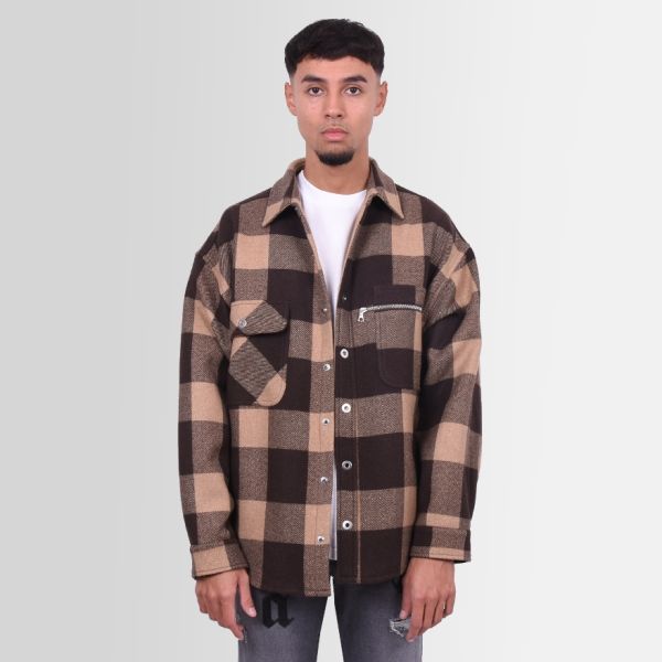 Palm Angels Life is Palm Flannel Overshirt Bruin