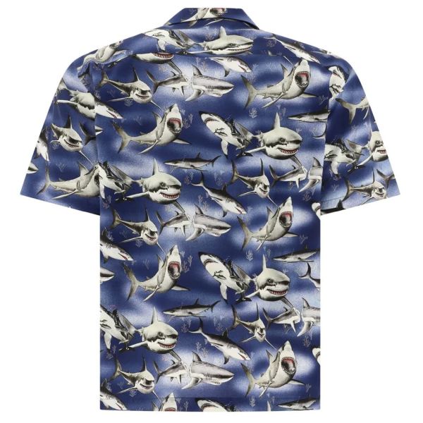 Palm Angels Sharks Bowling Overhemd Blauw