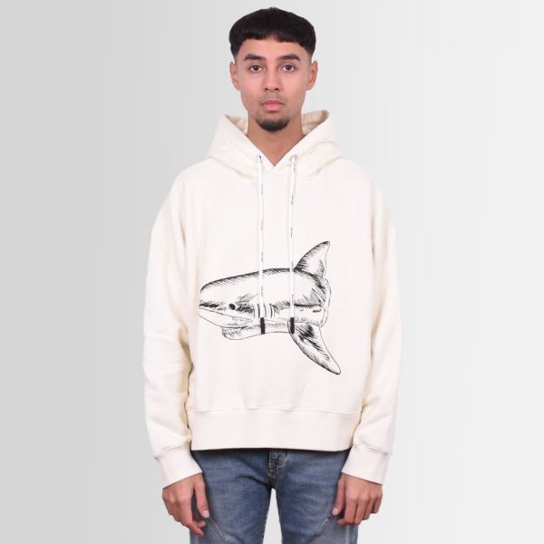 Palm Angels Split Shark Hoodie Off White