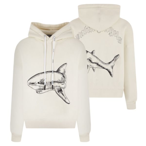 Palm Angels Split Shark Hoodie Off White