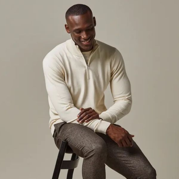 Profuomo Luxury Half Zip Sweater Off White