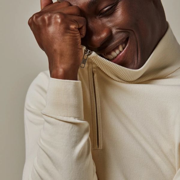 Profuomo Luxury Half Zip Sweater Off White