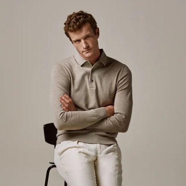 Profuomo Luxury Longsleeve Polo Beige