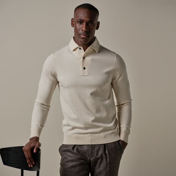 Profuomo Luxury Longsleeve Polo Off White