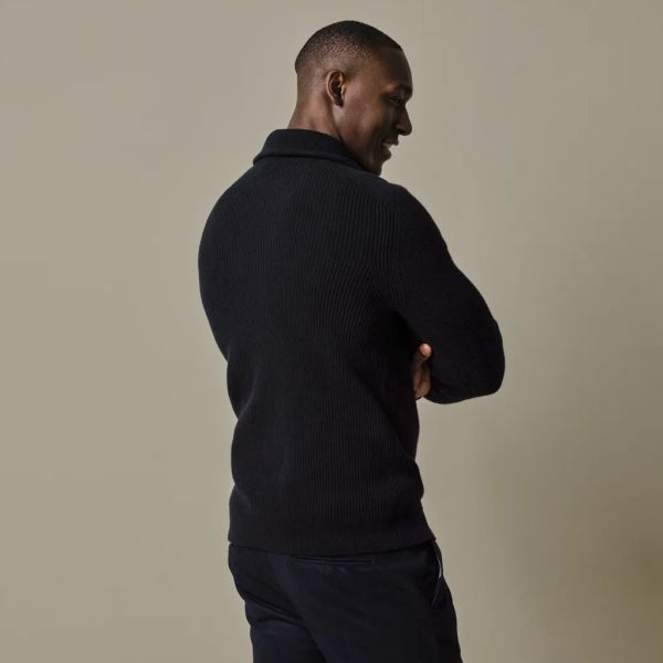Profuomo Wool Half Zip Sweater Navy
