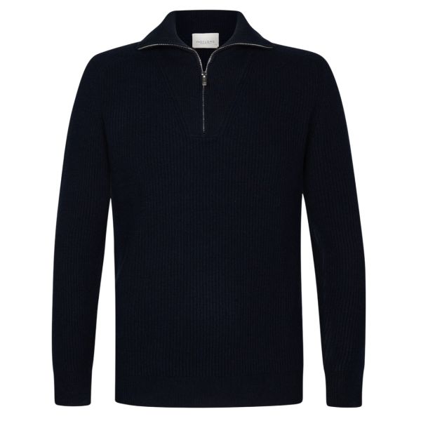 Profuomo Wool Half Zip Sweater Navy