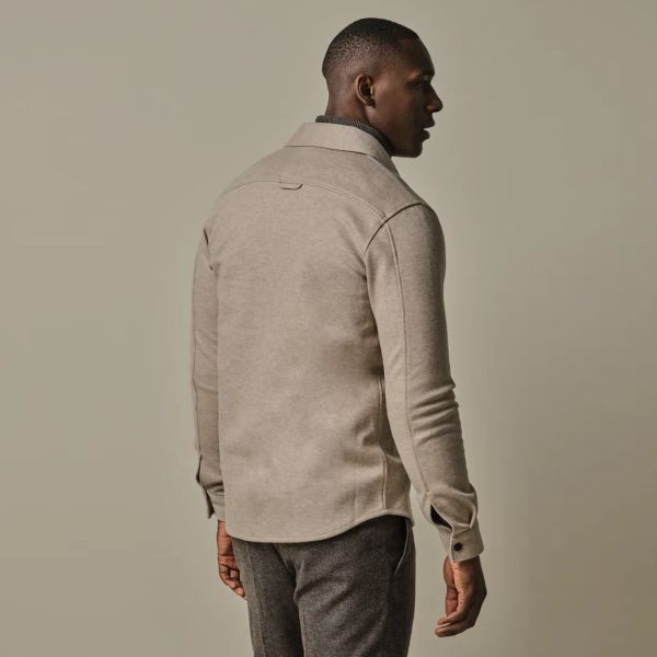 Profuomo Wool Knitted Overshirt Beige