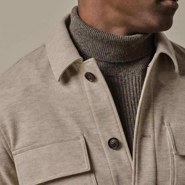 Profuomo Wool Knitted Overshirt Beige