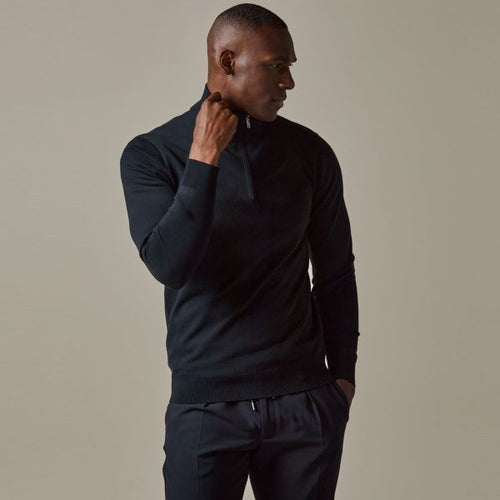 Profuomo Luxury Half Zip Sweater Navy
