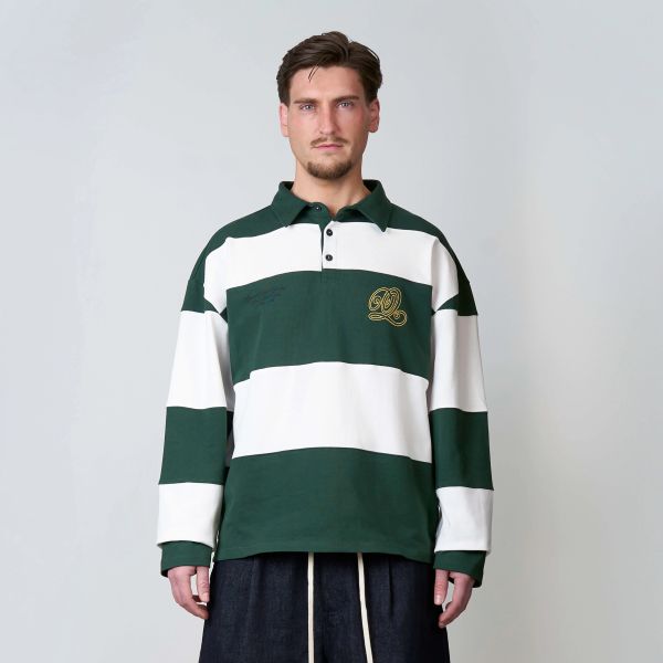 Quotrell Mike Longsleeve Polo Donker Groen/Wit