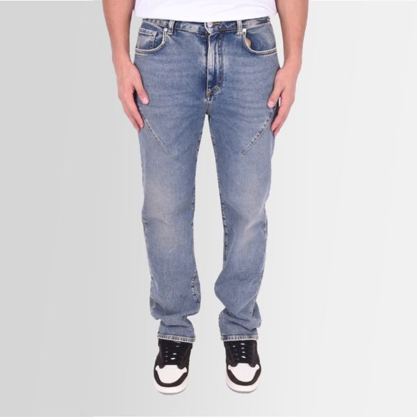 represent front stitch baggy jeans worn blue