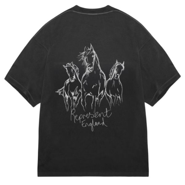 Represent Hand Drawn Thoroughbred Horses T-shirt Zwart