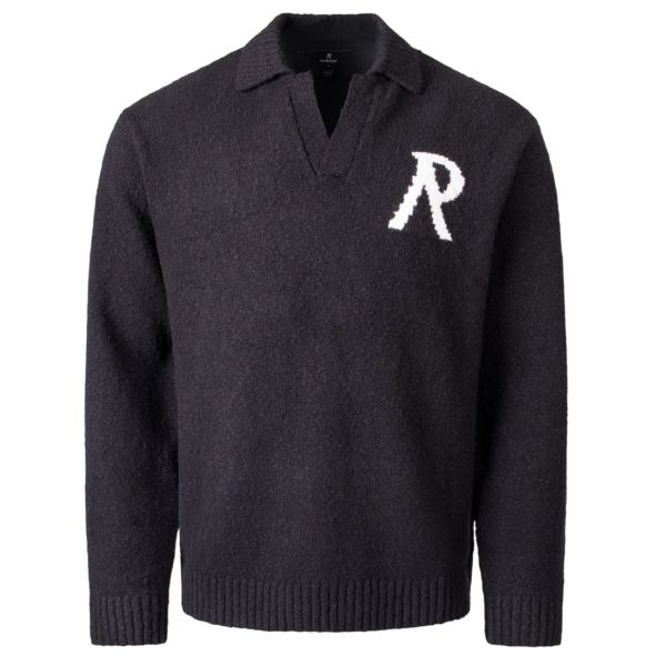 Represent Knitted Boucle Longsleeve Polo Zwart