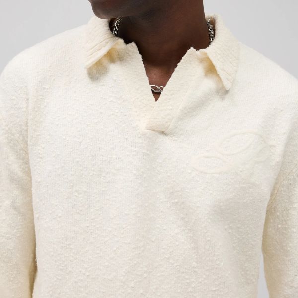 Represent Knitted Longsleeve Polo Off White