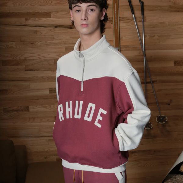 Rhude Chamonix Quarter Zip Sweater Off White/Bordeaux