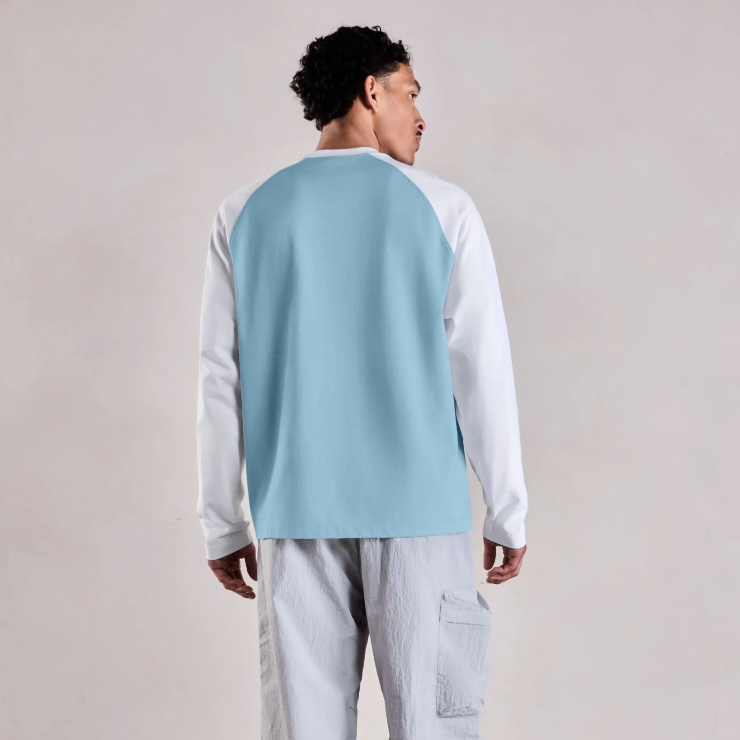 Saint Blanc Blend Logo Raglan Longsleeve T-shirt Licht Blauw/Wit