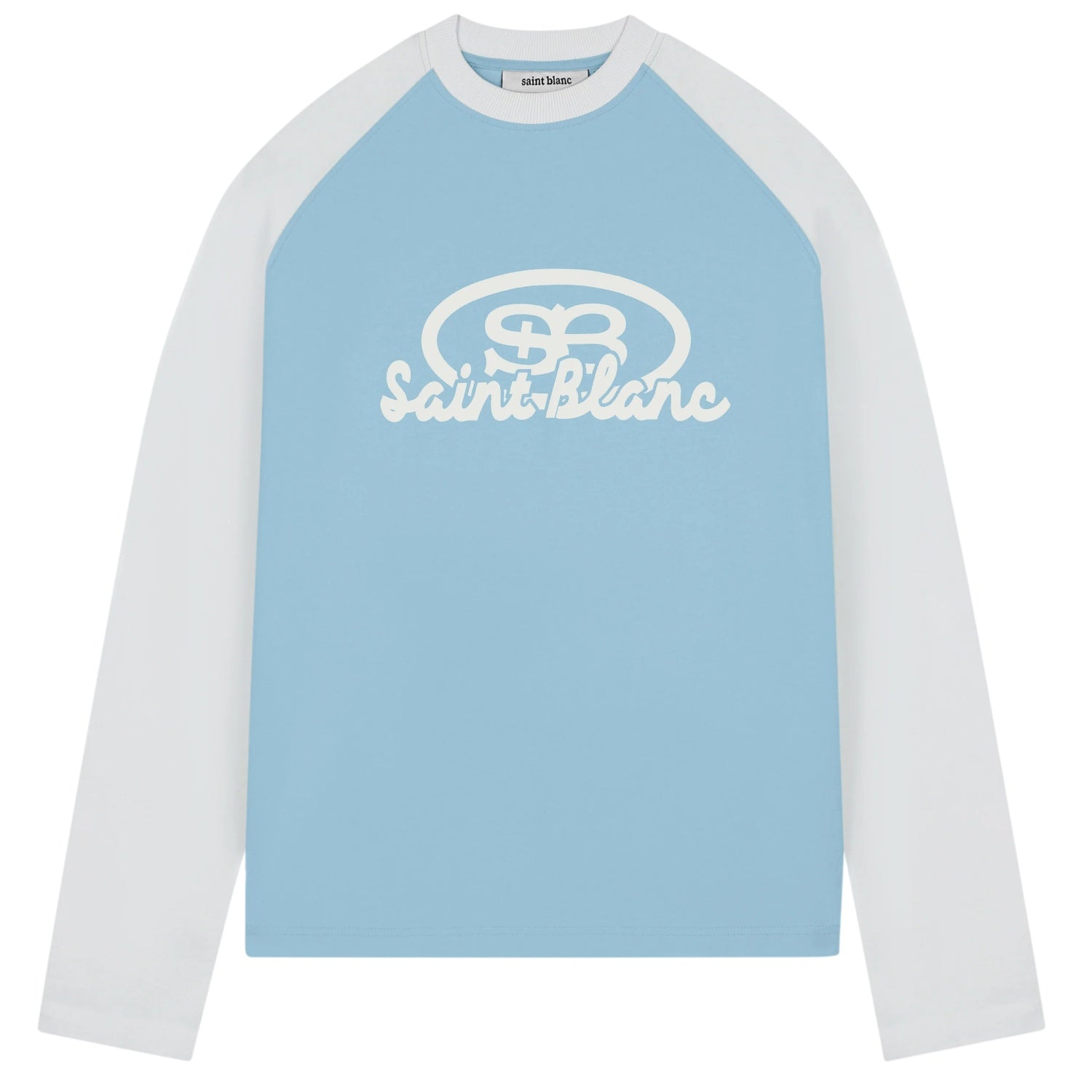Saint Blanc Blend Logo Raglan Longsleeve T-shirt Licht Blauw/Wit