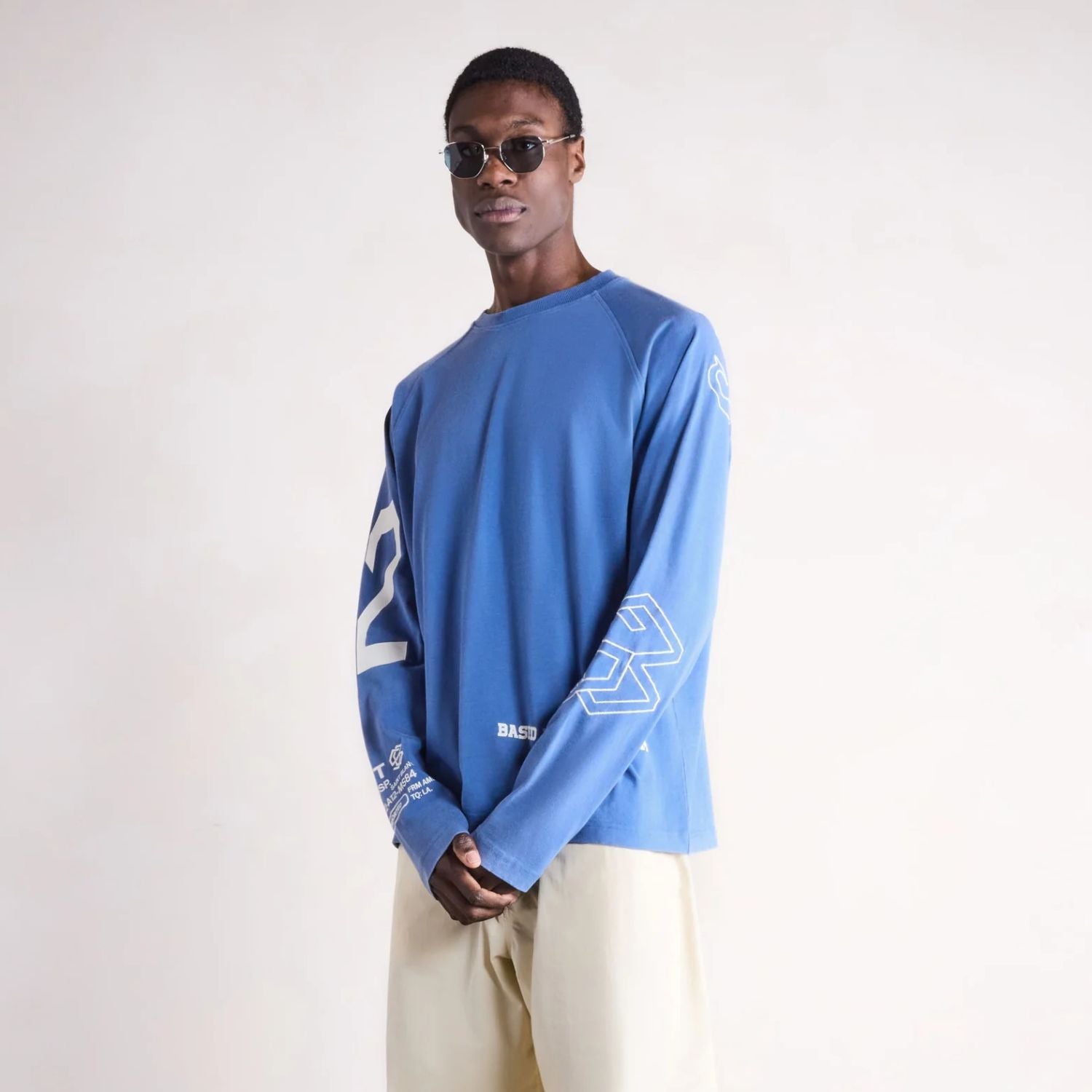 Saint Blanc Multi Logo Raglan Longsleeve T-shirt Blauw