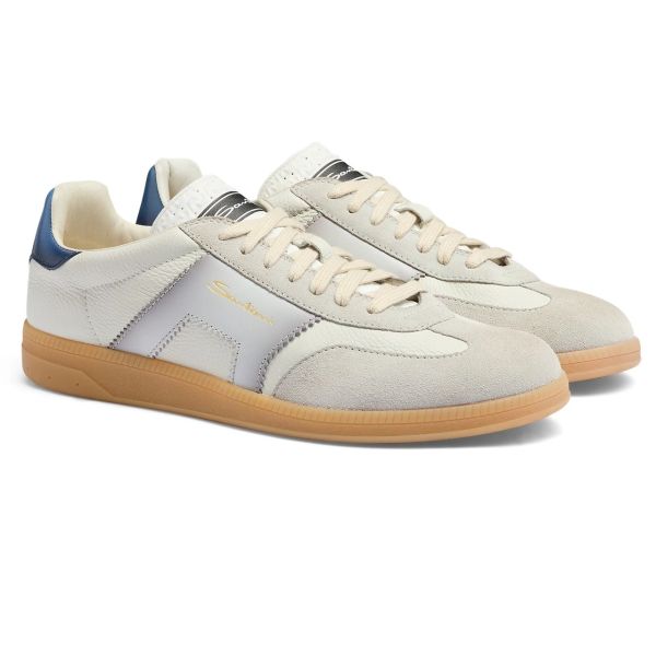 Santoni Double Buckle Signature Olympic Sneaker Wit/Grijs