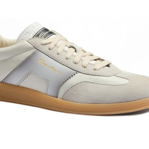 Santoni Double Buckle Signature Olympic Sneaker Wit/Grijs