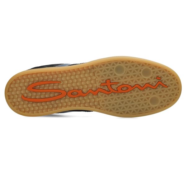 Santoni Double Buckle Signature Olympic Suède Sneaker Navy